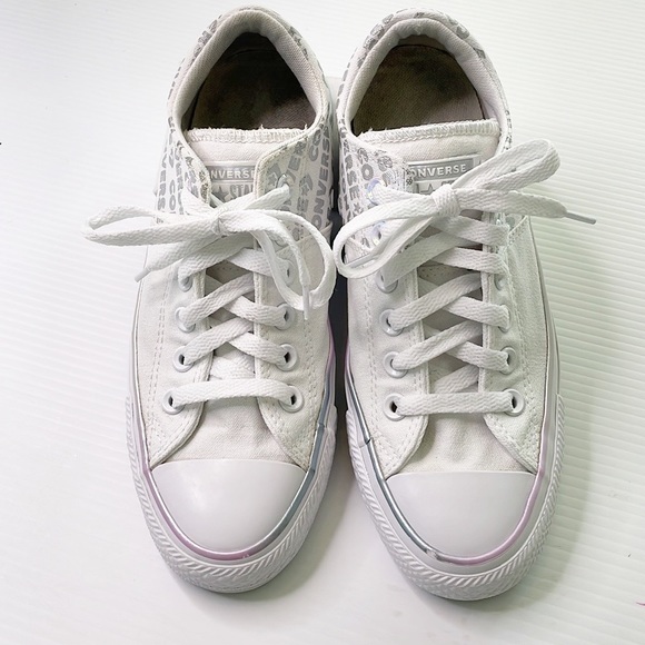 Converse White with Opalescence and Silver Accents (7) - Picture 7 of 16